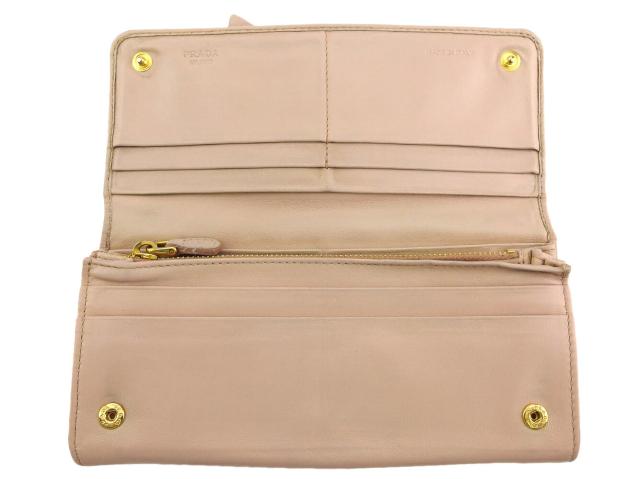 プラダ PRADA 長財布リボン ピンク ゴールド レディース 中古_4