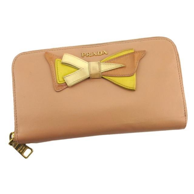 PRADA 長財布 イエロー プラダ PRADA 長財布 ビジュー付 黄色 イエロー