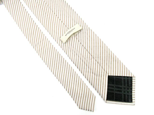 【GWタイムセール】バーバリー BURBERRY ネクタイレジメンタル ベージュ レディース 中古_3
