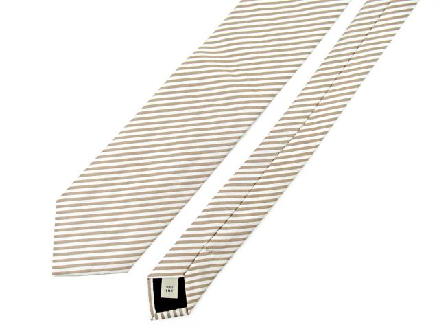 【GWタイムセール】バーバリー BURBERRY ネクタイレジメンタル ベージュ レディース 中古_4