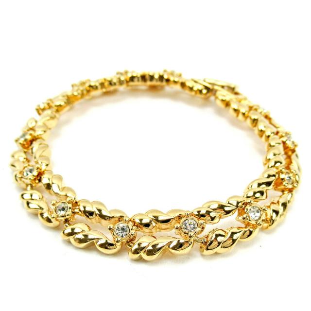 【30％OFF★週末タイムセール】ニナリッチ NINA RICCI ブレスレットラインストーン ゴールド レディース 中古
