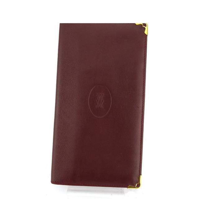 【BIGお買い物ラリー★30%OFFセール中】カルティエ CARTIER 札入れマストライン ボルドー ゴールド レディース 中古