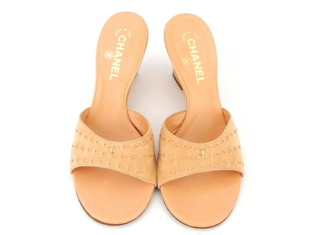 シャネル CHANEL ミュールココマーク ♯37ハーフ サンダル ピンク