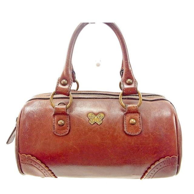 【BIGお買い物ラリー★30%OFFセール中】アナスイ ANNA SUI ハンドバッグバタフライモチーフ ブラウン レディース 中古