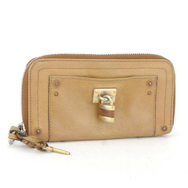 【BIGお買い物ラリー★30%OFFセール中】クロエ Chloe 長財布パディントン ベージュ ブラウン ゴールド シルバー レディース 中古