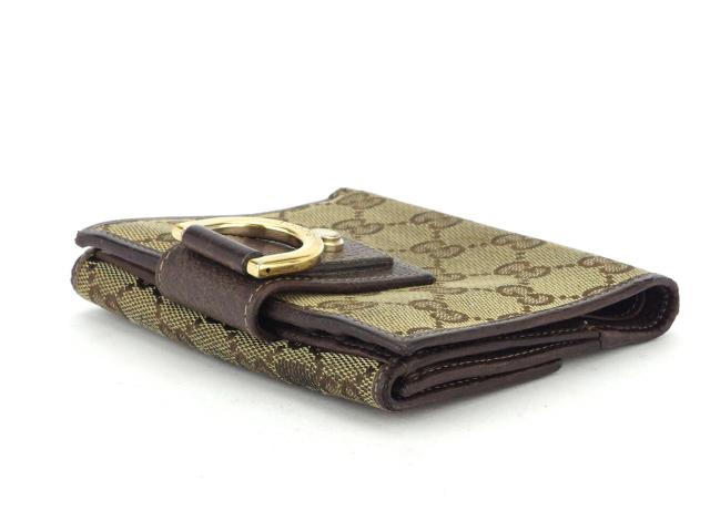 グッチ GUCCI 二つ折り財布GGキャンバス アビー ベージュ ブラウン ゴールド レディース 中古_2