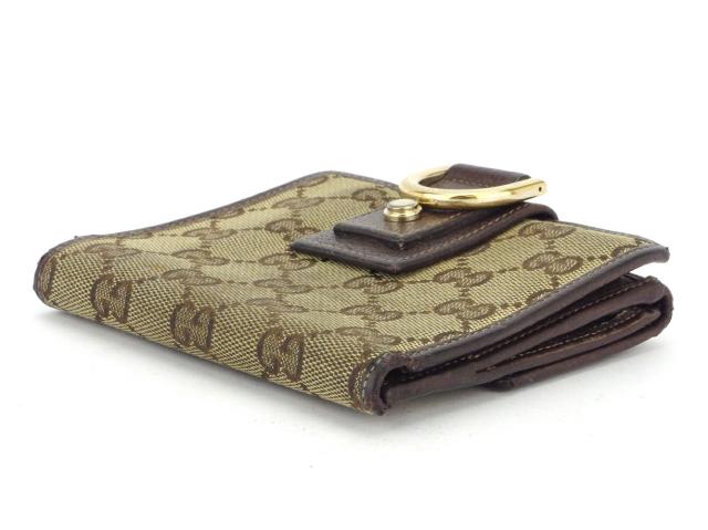 グッチ GUCCI 二つ折り財布GGキャンバス アビー ベージュ ブラウン ゴールド レディース 中古_3