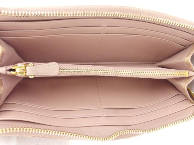 【30％OFF★週末タイムセール】ミュウミュウ MIUMIU 長財布クロコ調 ピンク ベージュ ゴールド レディース 中古_4