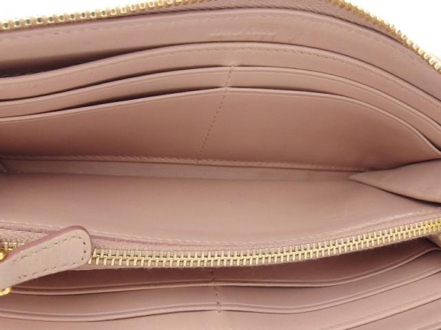 【30％OFF★週末タイムセール】ミュウミュウ MIUMIU 長財布クロコ調 ピンク ベージュ ゴールド レディース 中古_6