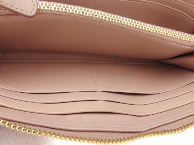 【30％OFF★週末タイムセール】ミュウミュウ MIUMIU 長財布クロコ調 ピンク ベージュ ゴールド レディース 中古_7
