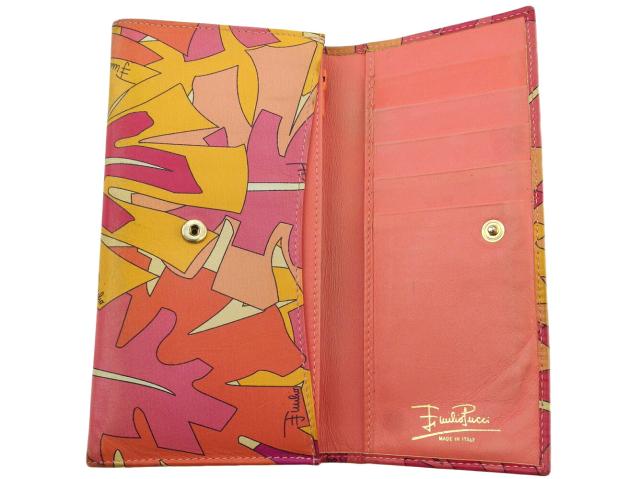エミリオプッチ Emilio Pucci 長財布プッチ（柄） ピンク オレンジ
