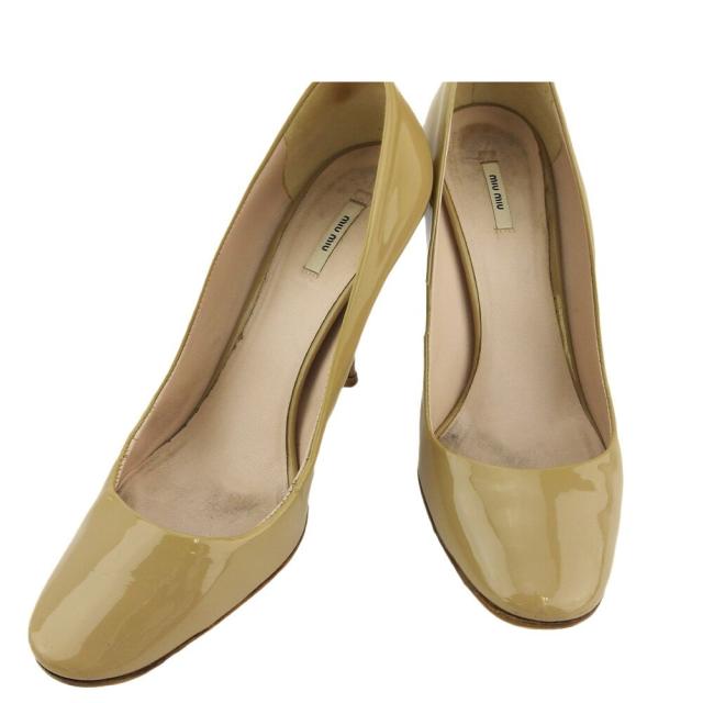 ミュウミュウ サンダル シューズ 靴 レディース ♯36ハーフ チャンキーヒール クロスデザイン ベージュ ブラウン ゴールド 中古 お買い物マラソン28％OFFクーポンミュウミュウ MIUMIU