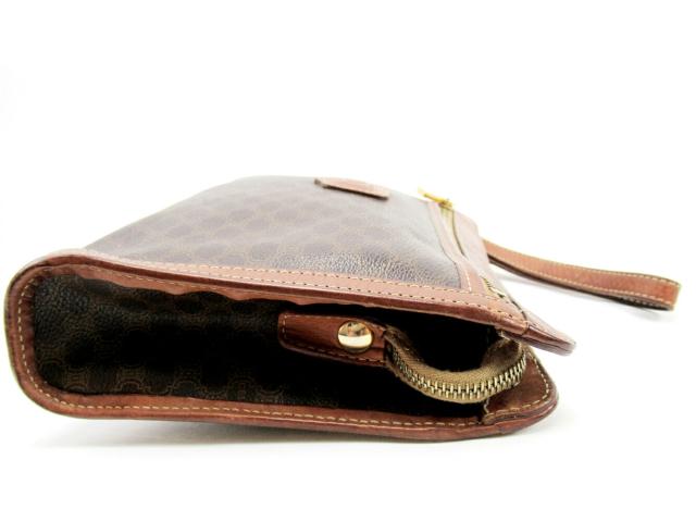 【30％OFF★土日ひと休み大売り出し】セリーヌ CELINE クラッチバッグマカダム 赤銅色 レディース 中古