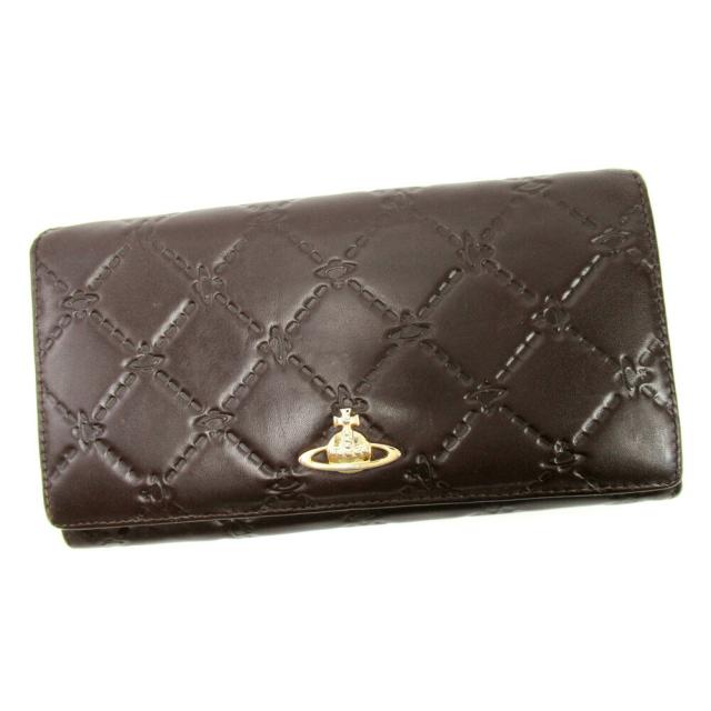【BIGお買い物ラリー★30%OFFセール中】ヴィヴィアンウエストウッド Vivienne Westwood 長財布オーブ ブラウン レディース 中古