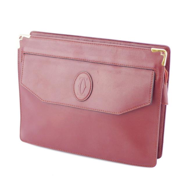 【BIGお買い物ラリー★30%OFFセール中】カルティエ CARTIER クラッチバッグマストライン ボルドー ゴールド レディース 中古