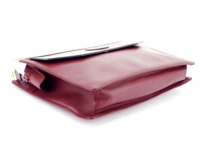 【30％OFF★土日ひと休み大売り出し】カルティエ CARTIER クラッチバッグマストライン ボルドーワイン ゴールド レディース 中古