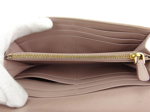 【30％OFF★週末タイムセール】ミュウミュウ MIUMIU 長財布クロコ調 ピンク ベージュ ゴールド レディース 中古_6