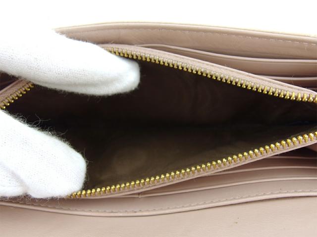 【30％OFF★週末タイムセール】ミュウミュウ MIUMIU 長財布クロコ調 ピンク ベージュ ゴールド レディース 中古_7