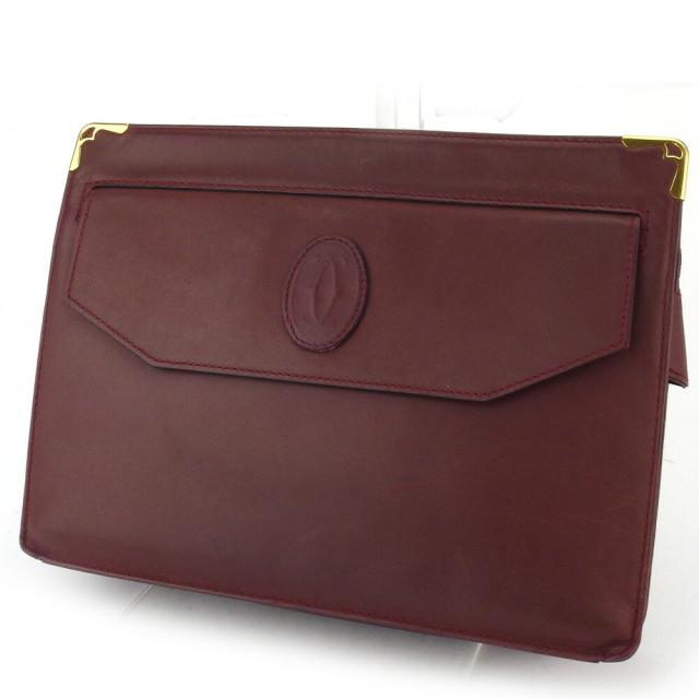 【BIGお買い物ラリー★30%OFFセール中】カルティエ CARTIER クラッチバッグマストライン ボルドー レディース 中古