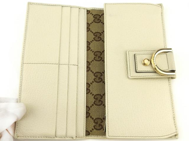 【30％OFF★週末タイムSALE】グッチ GUCCI 長財布アビー ホワイト 白 ベージュ ゴールド レディース 中古_4