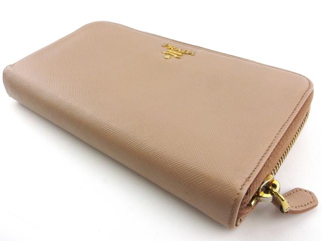 プラダ PRADA 長財布ロゴ ピンク ベージュ ゴールド レディース 中古_3