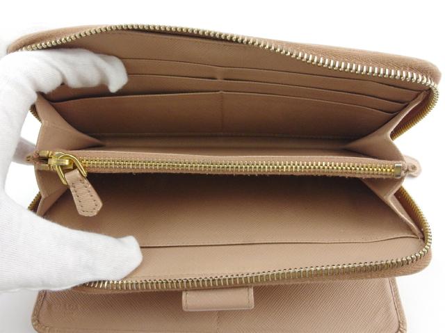 プラダ PRADA 長財布ロゴ ピンク ベージュ ゴールド レディース 中古_5