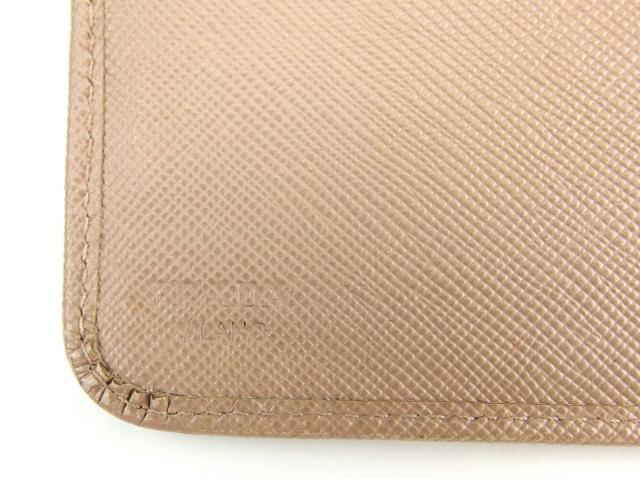 プラダ PRADA 長財布ロゴ ピンク ベージュ ゴールド レディース 中古_8