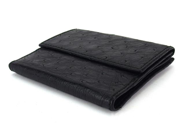グッチ GUCCI 二つ折り財布オーストリッチ ブラック レディース 中古_2