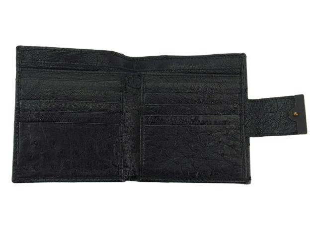 グッチ GUCCI 二つ折り財布オーストリッチ ブラック レディース 中古_4