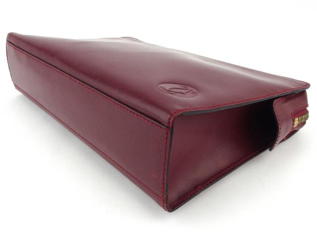 【30％OFF★土日ひと休み大売り出し】カルティエ CARTIER クラッチバッグマストライン ボルドーワイン ゴールド レディース 中古