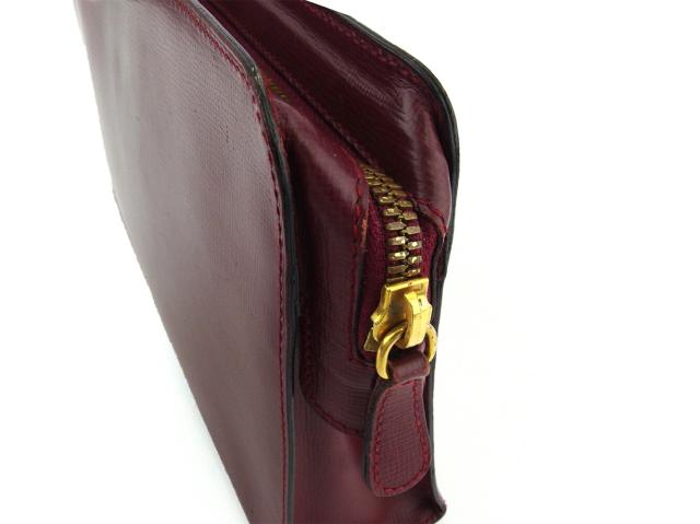 【30％OFF★土日ひと休み大売り出し】カルティエ CARTIER クラッチバッグマストライン ボルドーワイン ゴールド レディース 中古