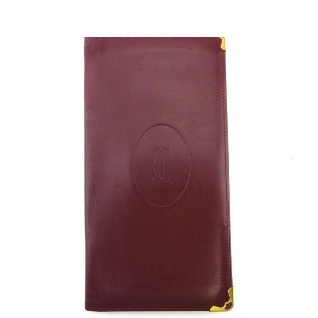 【BIGお買い物ラリー★30%OFFセール中】カルティエ CARTIER 札入れマストライン ボルドー ゴールド レディース 中古