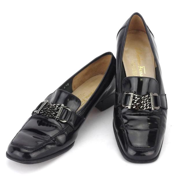 【BIGお買い物ラリー★30%OFFセール中】サルヴァトーレフェラガモ Salvatore Ferragamo パンプスガンチーニ 6ハーフ ブラック レディース 中古