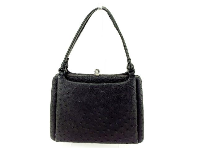 【30％OFF★週末タイムセール】ハンドバッグオーストリッチ ブラック レディース 中古_1