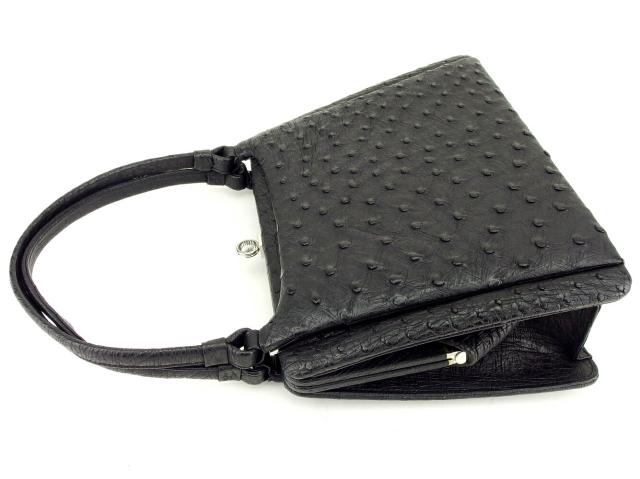 【30％OFF★週末タイムセール】ハンドバッグオーストリッチ ブラック レディース 中古_4