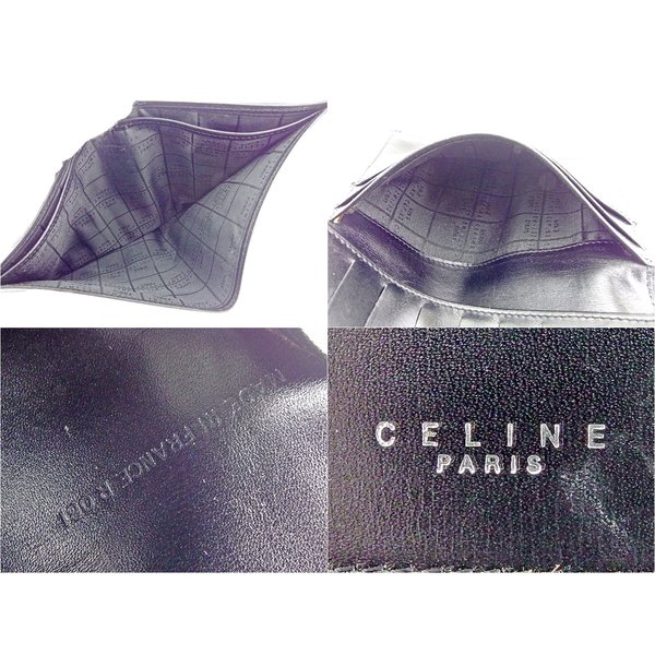 【30％OFF★週末タイムセール】セリーヌ CELINE パスポートケースロゴプレート ブラック シルバー レディース 中古_9
