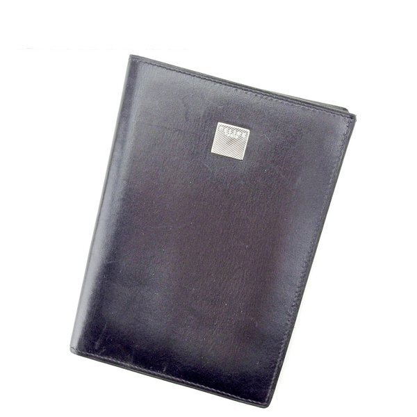 【BIGお買い物ラリー★30%OFFセール中】セリーヌ CELINE パスポートケースロゴプレート ブラック シルバー レディース 中古