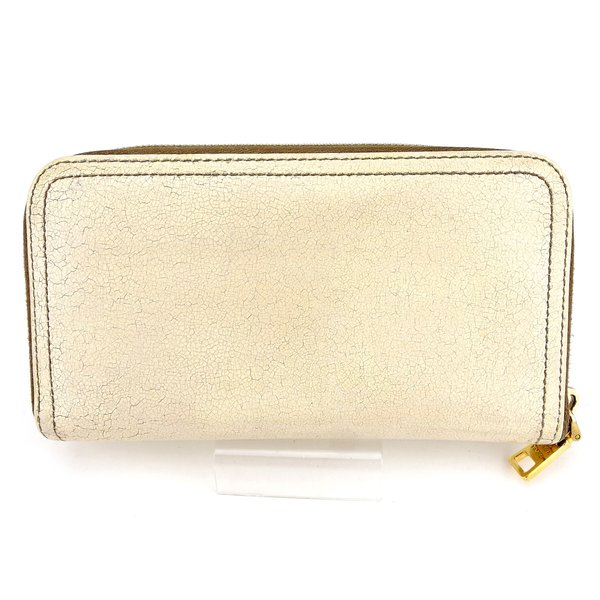 プラダ PRADA 長財布ロゴ ベージュ ゴールド ピンク レディース 中古_1