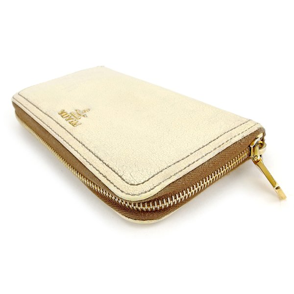 プラダ PRADA 長財布ロゴ ベージュ ゴールド ピンク レディース 中古_3