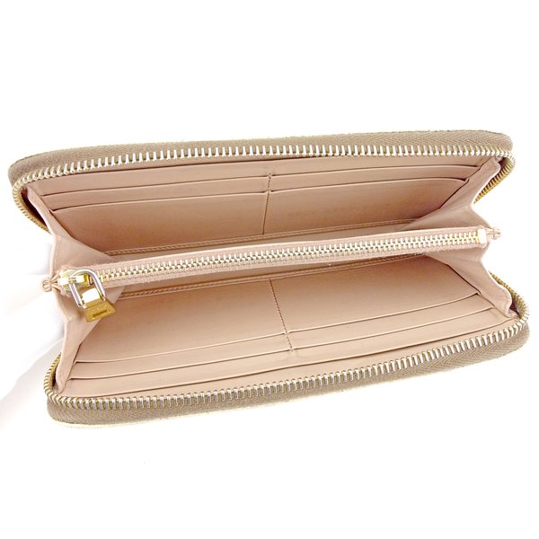 プラダ PRADA 長財布ロゴ ベージュ ゴールド ピンク レディース 中古_4