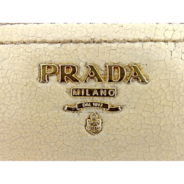 プラダ PRADA 長財布ロゴ ベージュ ゴールド ピンク レディース 中古_8