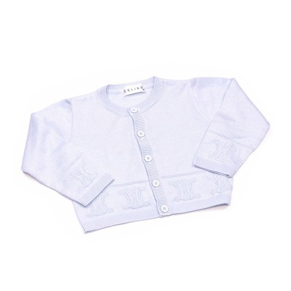 【X'masセール★30%OFF】セリーヌ CELINE カーディガンマカダムマーク ♯キッズ90サイズ ブルー レディース 中古