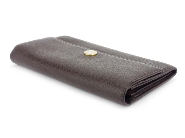 【週末タイムSALE★30%OFF】ブルガリ BVLGARI 長財布ロゴボタン ブラウン ゴールド シルバー レディース 中古