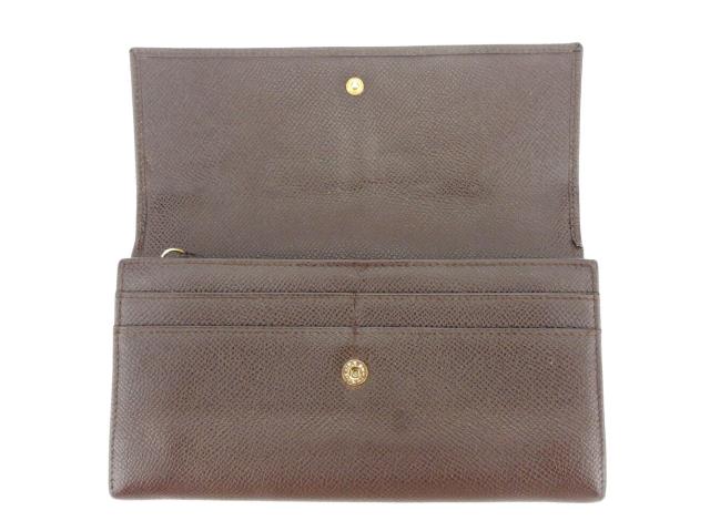 【週末タイムSALE★30%OFF】ブルガリ BVLGARI 長財布ロゴボタン ブラウン ゴールド シルバー レディース 中古
