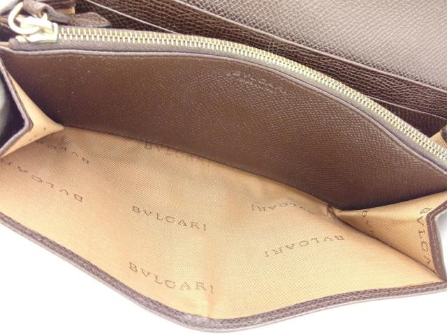 【週末タイムSALE★30%OFF】ブルガリ BVLGARI 長財布ロゴボタン ブラウン ゴールド シルバー レディース 中古