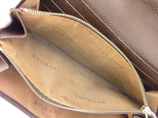 【週末タイムSALE★30%OFF】ブルガリ BVLGARI 長財布ロゴボタン ブラウン ゴールド シルバー レディース 中古