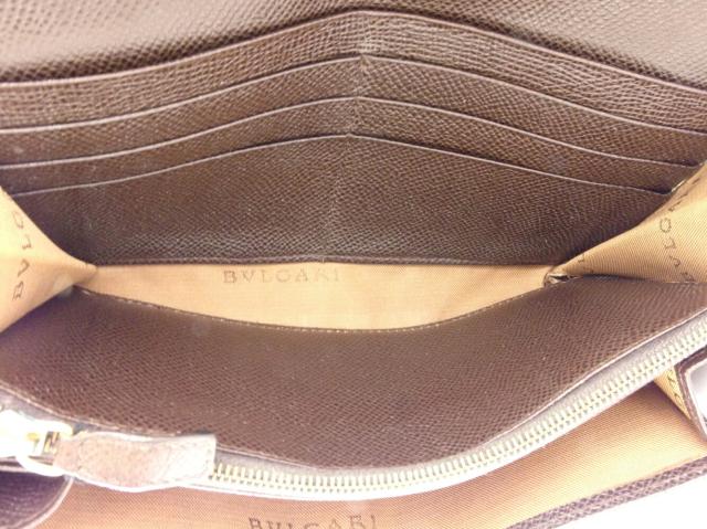 【週末タイムSALE★30%OFF】ブルガリ BVLGARI 長財布ロゴボタン ブラウン ゴールド シルバー レディース 中古