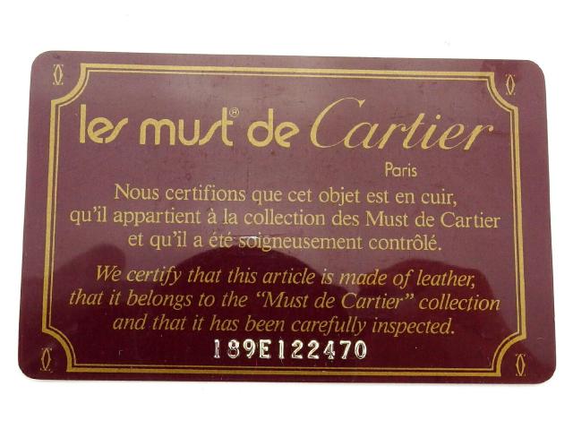 カルティエ CARTIER 三つ折り財布マストライン ボルドー ゴールド レディース 中古_10
