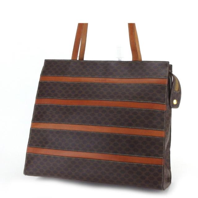 【BIGお買い物ラリー★30%OFFセール中】セリーヌ CELINE トートバッグマカダム ブラウン×ベージュ×ゴールド レディース 中古