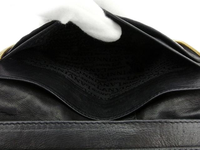 【30％OFF★土日ひと休み大売り出し】ランバン LANVIN クラッチバッグキルティング ウォレット 紙入れ 黒いこと ゴールド レディース 中古